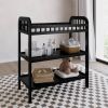 Baby Changing Table in Black Wood Finish with Safety Rail and Changing Pad