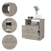 Modern 2-Drawer Nightstand with Open Shelf in Beige Wood Finish