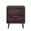 Mid-Century Modern 1-Drawer Nightstand End Table in Dark Brown Wood Finish