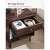 Mid-Century Modern 1-Drawer Nightstand End Table in Dark Brown Wood Finish