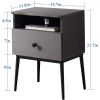 Mid Century Modern End Table Nightstand in Grey Black Wood Finish