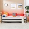 Full size Black Metal Daybed with Twin size Pop Up Trundle and LED Lights
