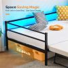 Full size Black Metal Daybed with Twin size Pop Up Trundle and LED Lights