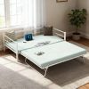 Full size White Metal Daybed with Twin size Pop Up Trundle and LED Lights