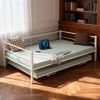 Full size White Metal Daybed with Twin size Pop Up Trundle and LED Lights