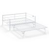 Full size White Metal Daybed with Twin size Pop Up Trundle and LED Lights