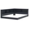 Full size Blue Wooden Corner Storage Bed with Bookcase Headboard and USB Ports