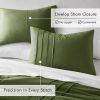Twin/Twin XL Microfiber Pleated Soft Lightweight Comforter Set in Olive Green