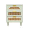 Retro Mid-Century Modern 3 Drawer Bedside Table Nightstand in Mint Green