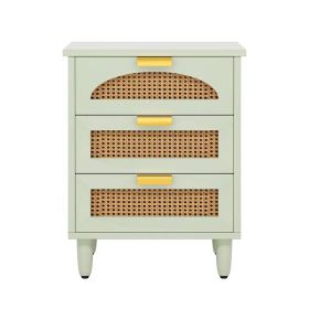 Retro Mid-Century Modern 3 Drawer Bedside Table Nightstand in Mint Green