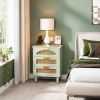 Retro Mid-Century Modern 3 Drawer Bedside Table Nightstand in Mint Green