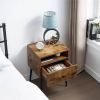 Set of 2 - Mid Century Modern Side Table Nightstand in Brown Black Wood Finish
