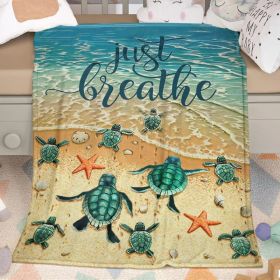 Sea Turtle Flannal Throw Blanket For Teens Boys Men Many Sea Turtle Pattern Blanket Soft Flannal Throw Blanket 50x60 Inches For Couch Bed And Sof (Option: 130X150cm-blue)